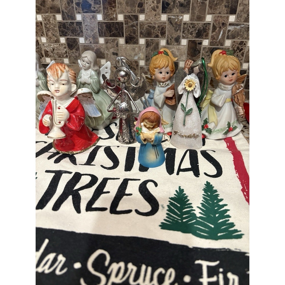 Lot of  8 Angel Ornaments Resin ceramic silver Figurines Christmas Decor Kids‎ - Picture 3 of 13